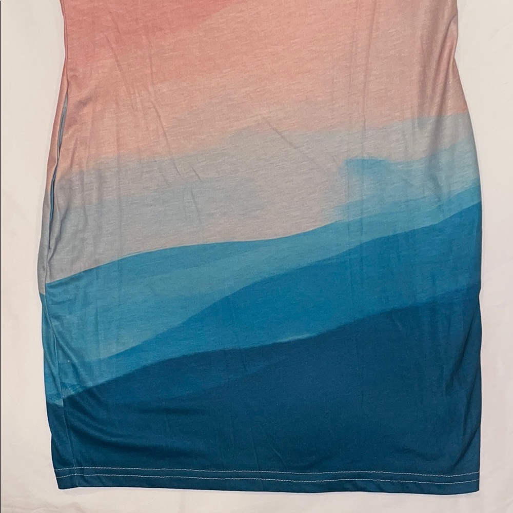 Pink and Blue Gradient Spaghetti Strap Slip Dress - Picture 7 of 11
